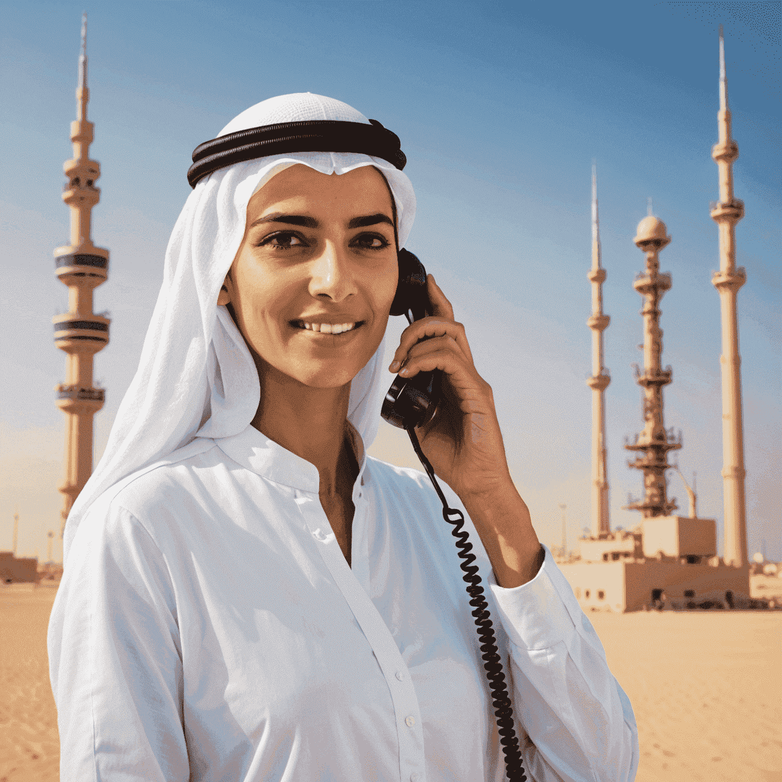 صورة توضيحية لخدمة المكالمات الصوتية تظهر شخصًا يتحدث في الهاتف مع خلفية لشبكة اتصالات في الإمارات العربية المتحدة